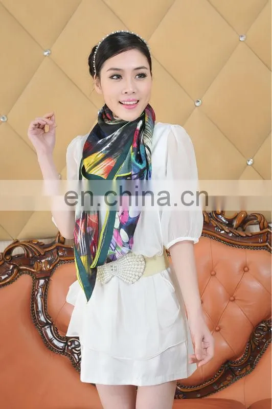 100% Silk Digital Printed Square Scarf