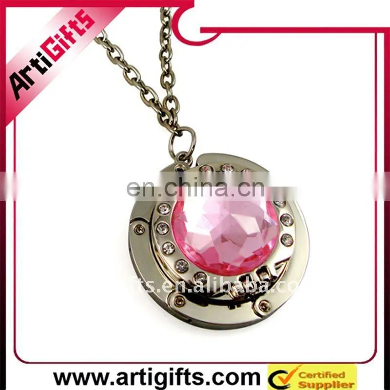 compact mirror foldable purse hanger with chain