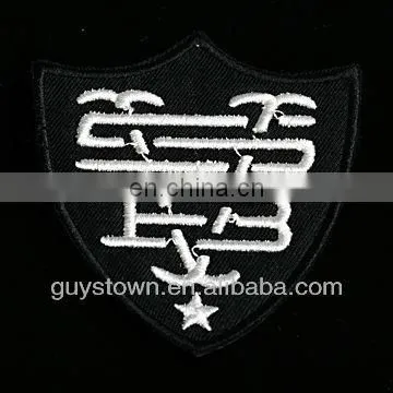 custom Laser cut overlocking bordure shaped woven badge for uniform garment