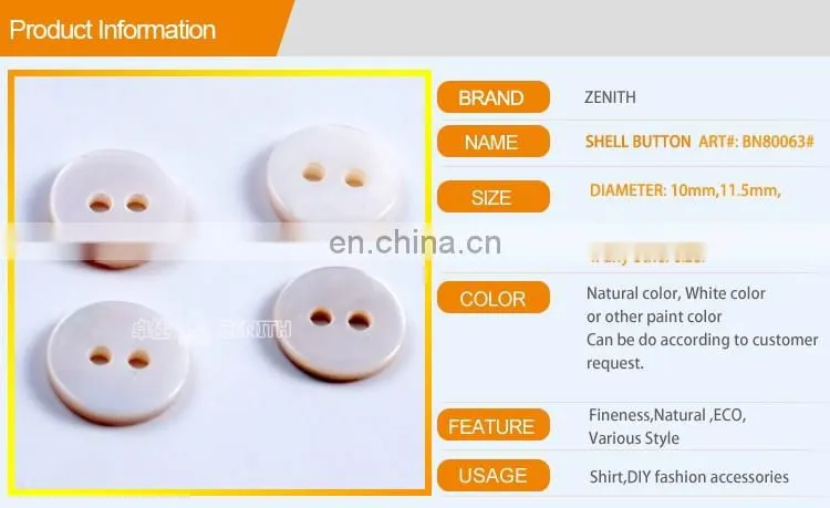Quality Two Holes Natural River Shell Button for Clothing BN80063