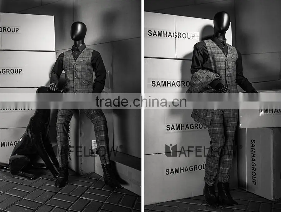 fiberglass egg head male matt black movable mannequins