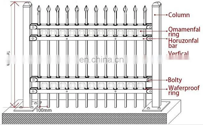 Galvanized Steel Picket Fence PVC coated steel fence Zinc steel fence