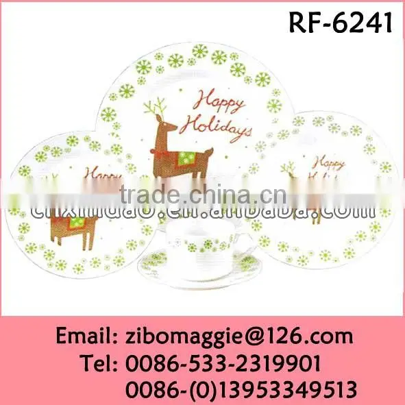 Round Shape Hot Sale Christmas Designed Porcelain Disposable Dinnerware for Holiday Gift