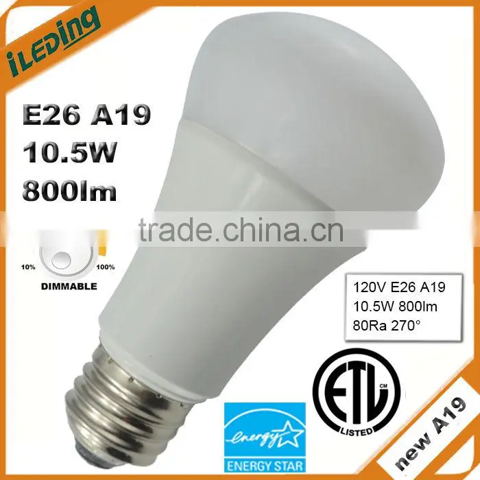 ETL approved 10.5W dimmable A19 LED Bulb