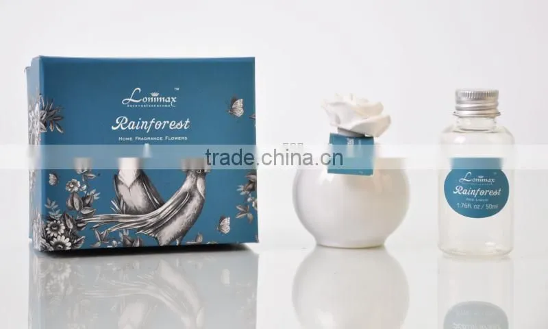 50ml Home fragrance Aroma Reed Diffuser with clay flower and ceramic bottle SA-0021