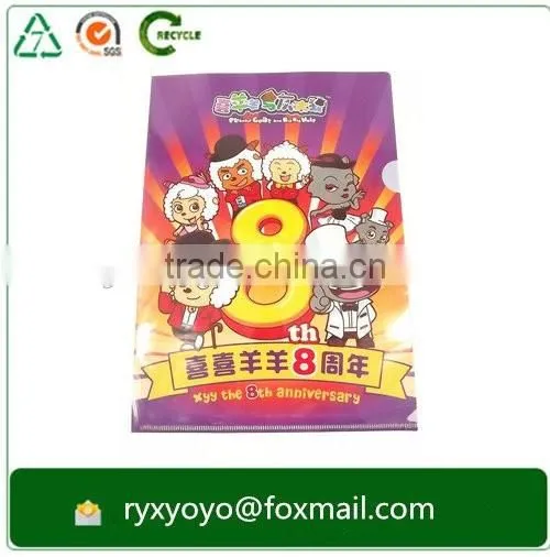 Customzied PP a4 size L shaped plastic folder with CMYK printing