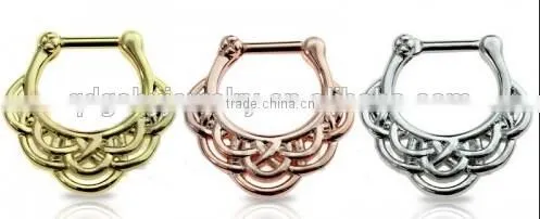Chinese knot 316L surgical steel septum clicker nose piercing Body Jewelry