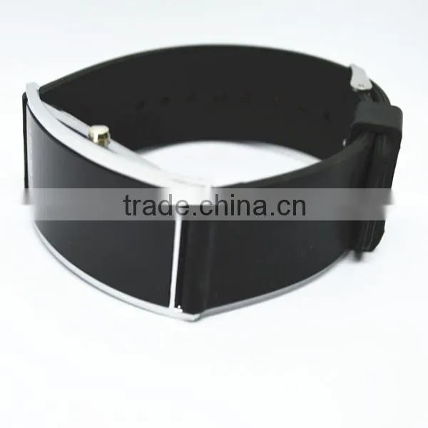 Cheap led watch 2014 made in China PU strap blue digital led lgith cheap led watch