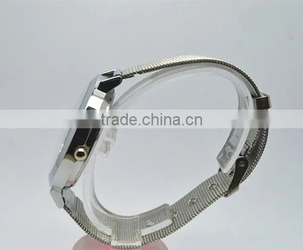 metal netting strap wristwatch covered with violet , betterfly ,pearls and Effiel Tower