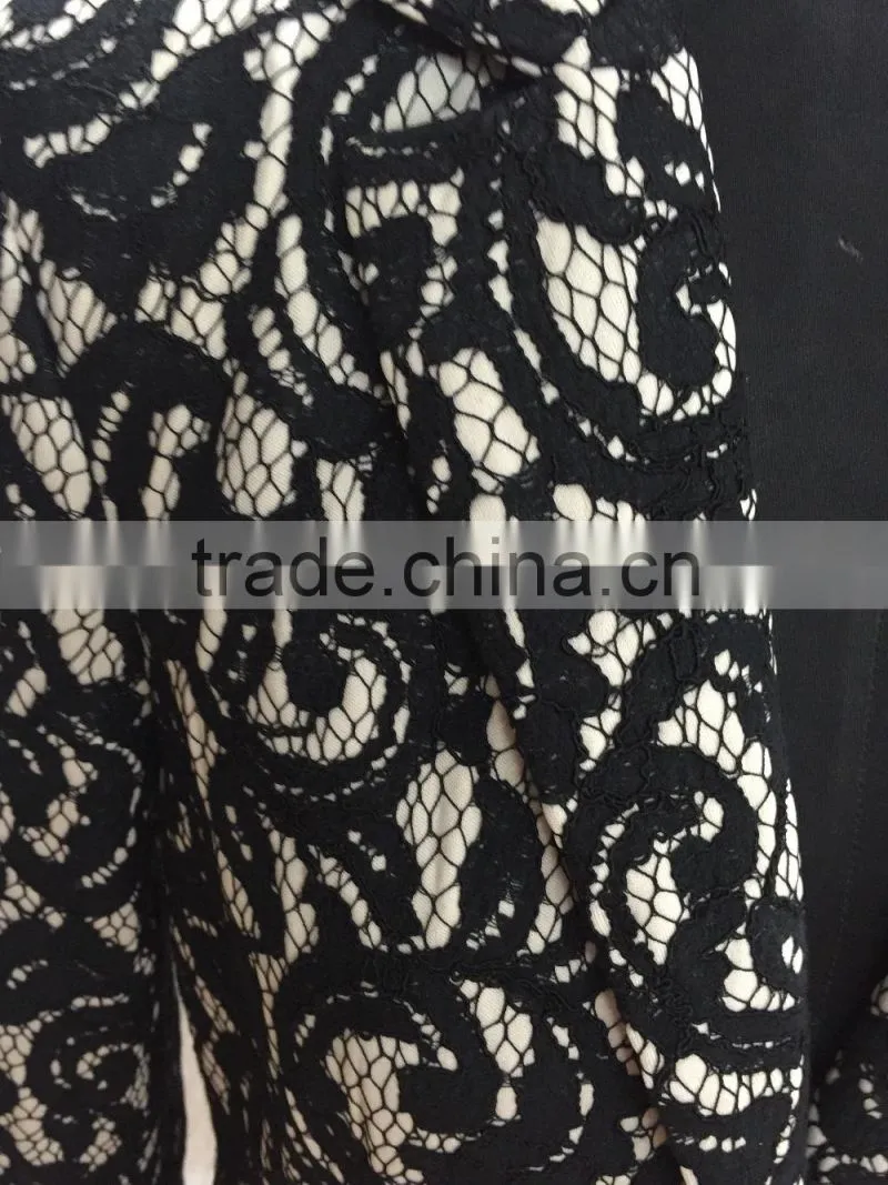 2015 new Embroidery fabric neck designs for casual women western dress
