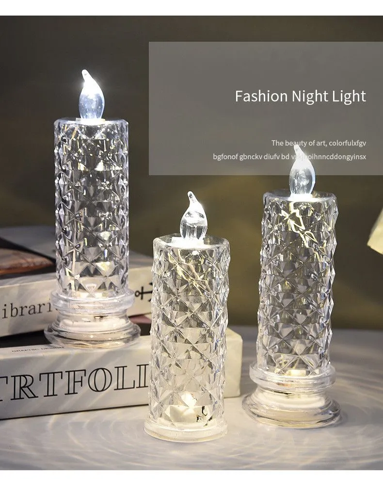 LED Rose Halo Candle Light Romantic Night Light Creative Luminous Electronic Candle Night Light