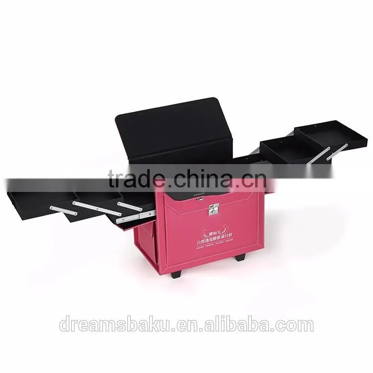 2016 Guangzhou Factory Professional Make Up Cosmetic Beautiful Trolley Case
