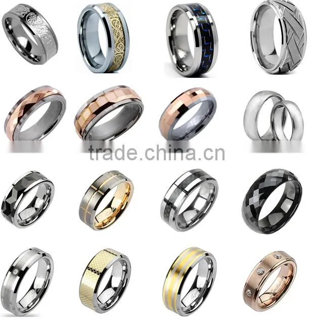 2016 Hot Sale New Products, Concave Gold Barb Wire Tungsten Carbide Wedding Band Ring