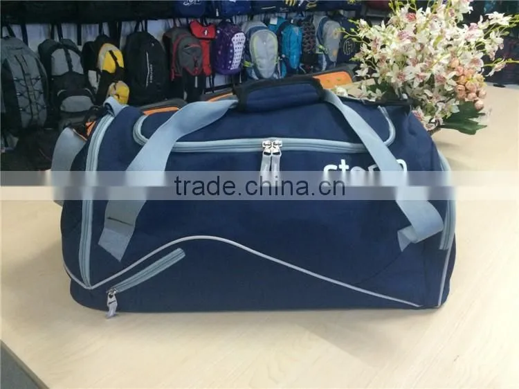 Blue color sports travel bag with shoulder belt gym bag