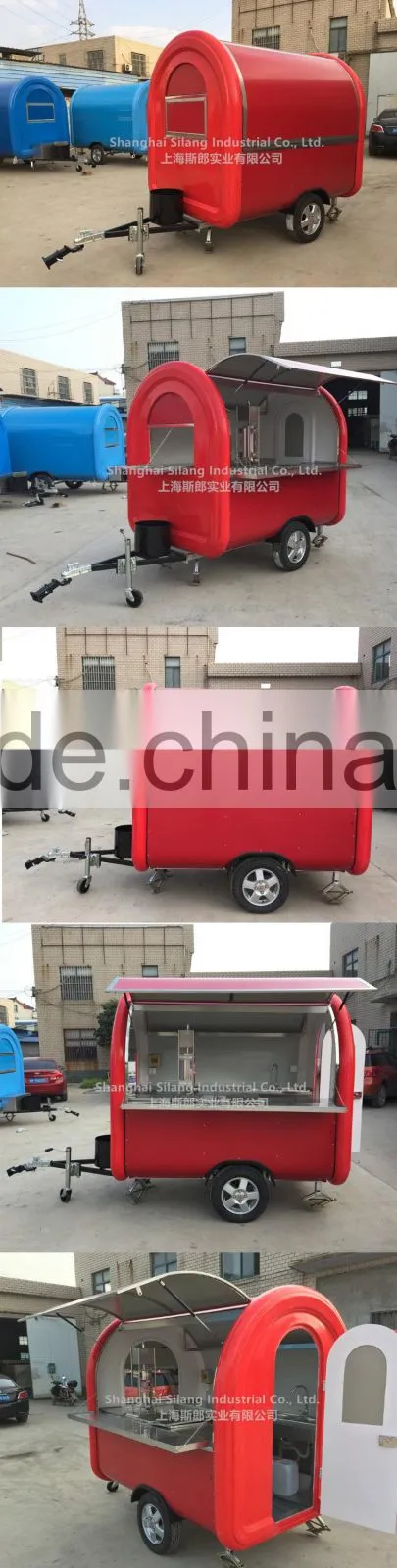7.6*5.5ft red Food Van/Street Food Vending Cart For Sales,Hot Dog Cart/Mobile Food Trailer With Big Wheels