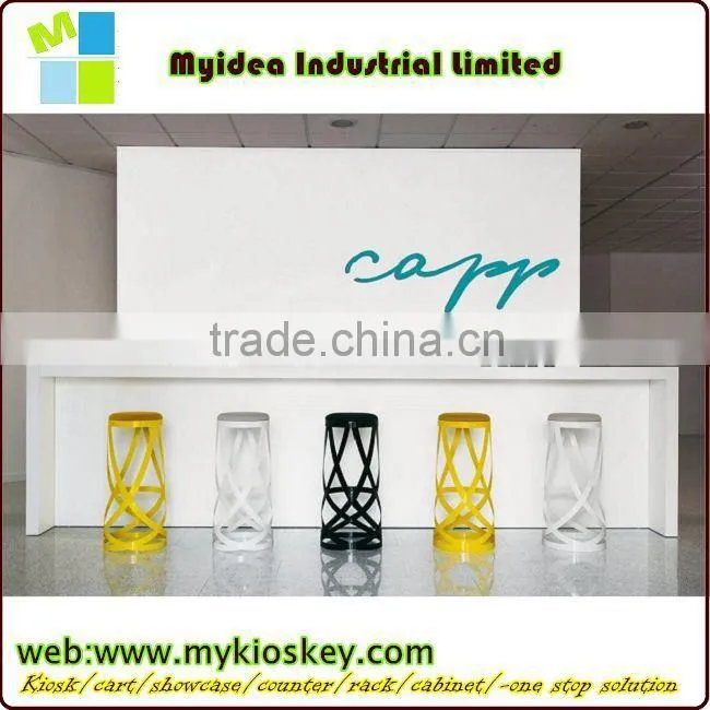 Cheap small nail salon reception desk counter, white curved reception desk for hotel,spa reception desk counter bar