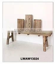 Vintage White Slats Wooden Small Folding Stool
