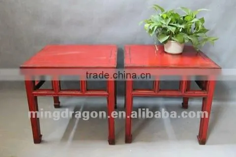 Chinese antique furniture pine recycle wood red square stool