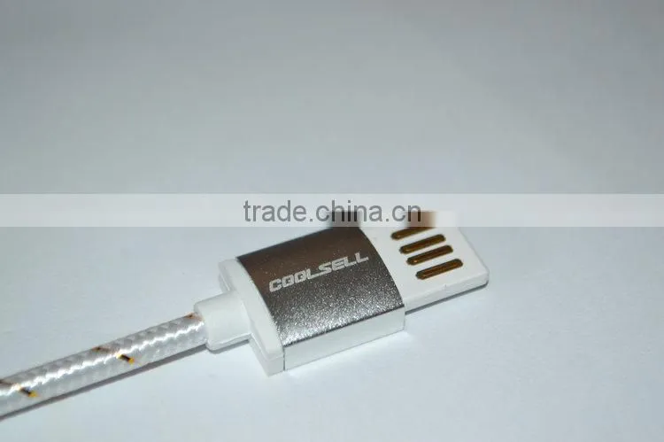 2016 New Metal Head Nylon braided Micro USB Cable For Samsung