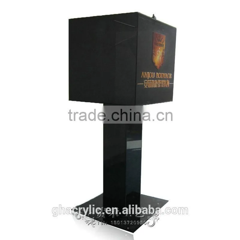 GH-RJ006 High Grade Hot sale Black donation money box with Lock , Professional acrylic donation box