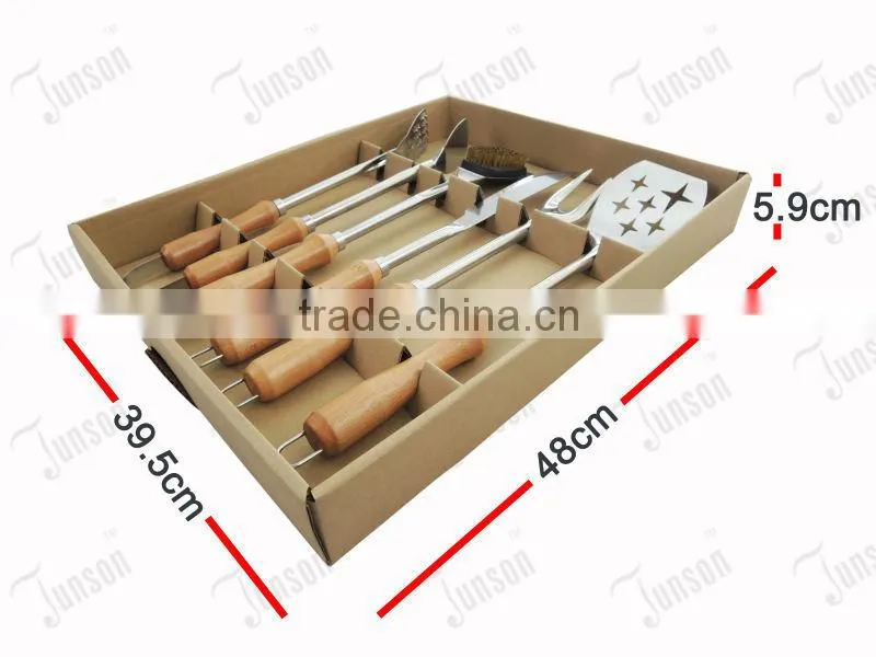 JBT-LT218 5Pcs BBQ Tools Set With Beech Wood Handle