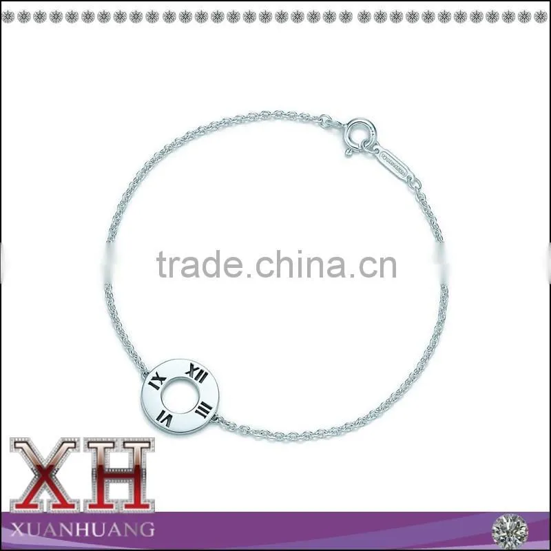 Hot Sale Sterling Silver Disc Engraving Lady Bracelet