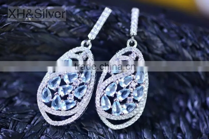 Cheap price for sale crystal bridal 925 silver chandelier earrings