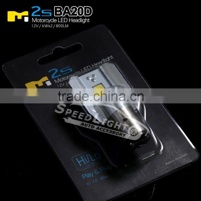 SpeedLight High Brightness 12V 6W 800LM BA20D LED Bulb 12V Replacement Motorcycle lamp 12V 35/35W BA20D