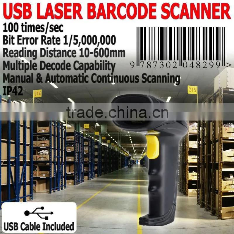 Reader Bar Code POS Handheld 100 times/sec Automatic Laser USB Barcode Scanner