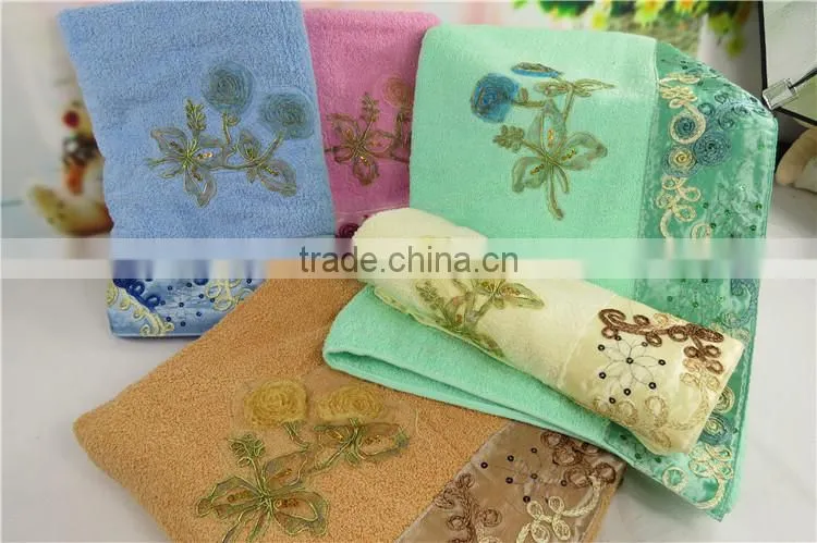 100% cotton luxury decorative border cotton bath towel