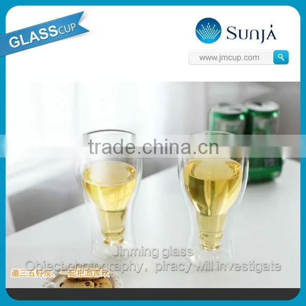 cold drinking double wall beer glass cup hopside down beer glass