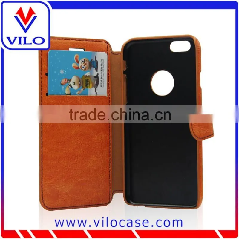 2016 Universal PU leather smart phone wallet case for Iphone 6 credit card case with stand