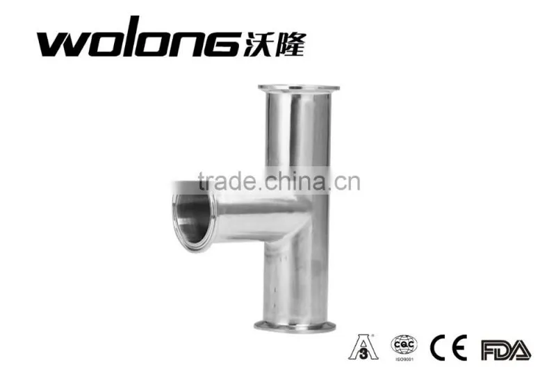 Stainless steel pipe fitting sanitary clamp tee