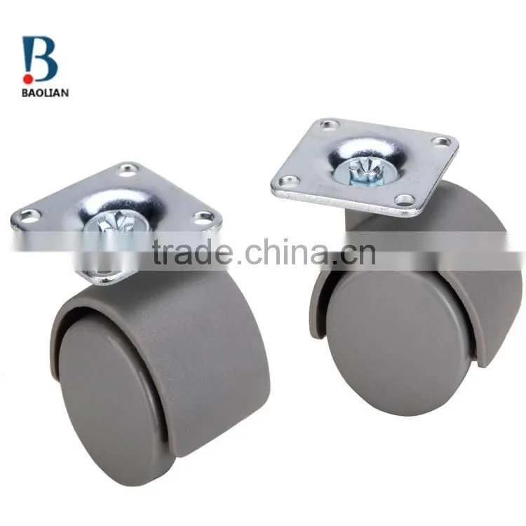 2015 discount low profile 1.5-inch grey heavy-duty nylon plastic plate double swivel casters for suitcase
