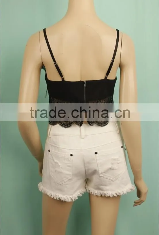 2016 latest Women's blank tops T-shirt underwear spaghetti lace bra vest