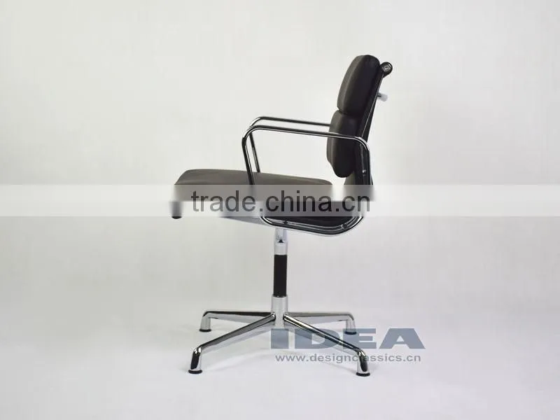 Replica Charles Charles Soft Pad Meeting Chair - Black Color Genuine Leather