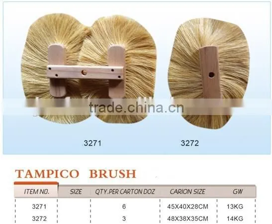 wooden handle round brush tampico brush