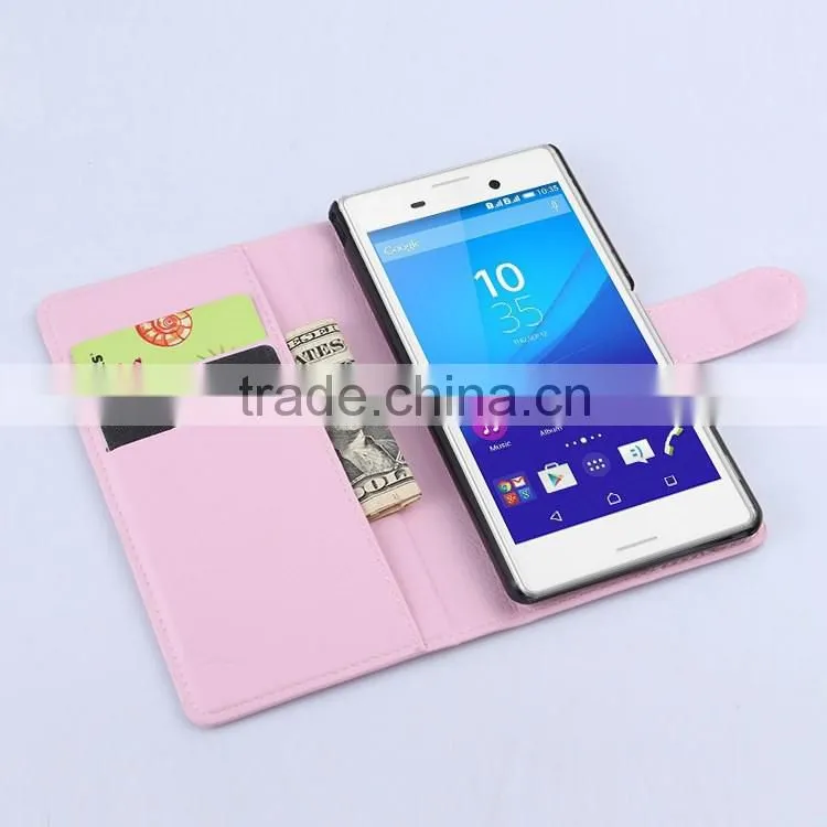 Hot Selling Two Mobile Phone Leather Flip Case For Sony M4 Leather Case