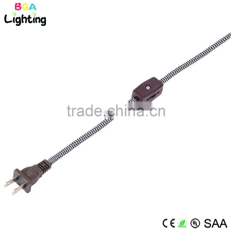 UL plug cord gear switch with braided power cord