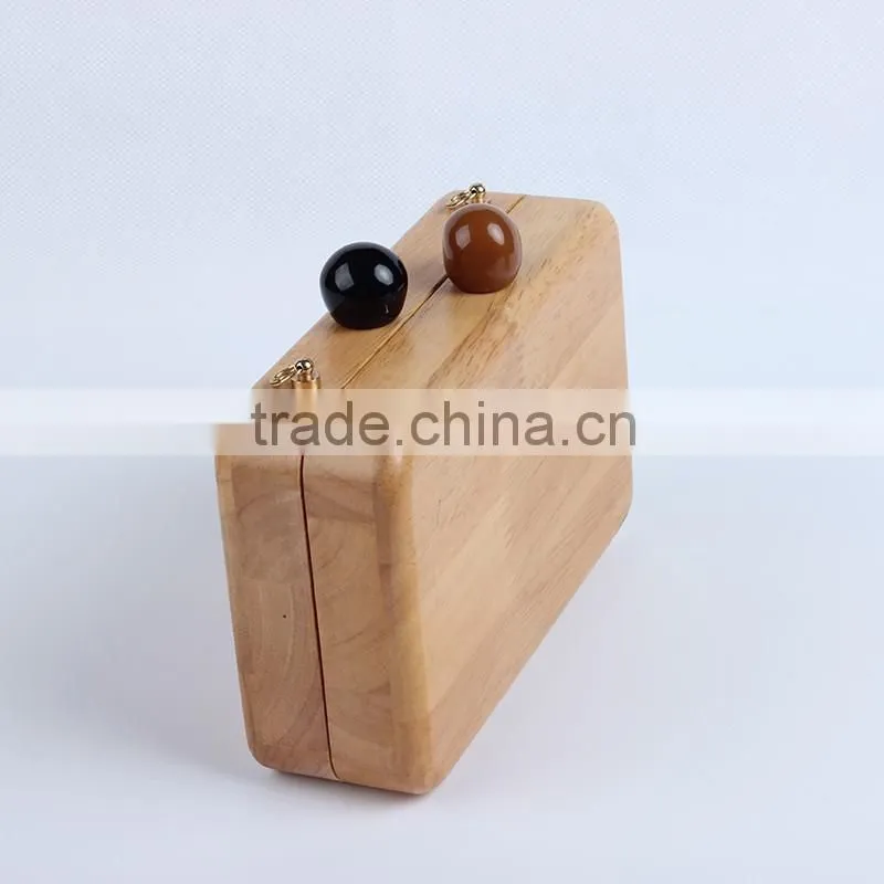 Girls Catwalks Funny Bag Wooden Jewelry Box Evening Bag Bridal Wood Clutch Bag Chain Shoulder Bag Mini Pouch Handbags