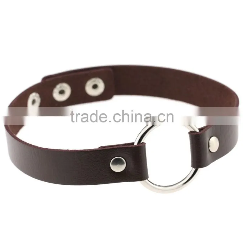 Handmade O-Ring Leather Necklaces Punk Gothic Collars Fashion Jewelry
