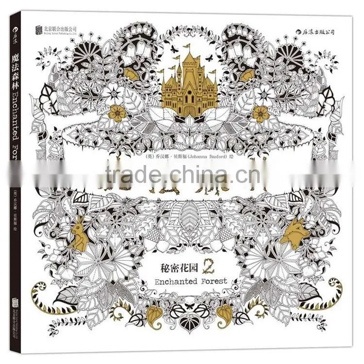 Wholesale Decompression Coloring Book Hand-Paint Secret Garden Postcard Book Enchanted Forest