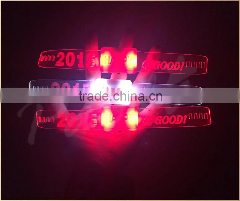 Led blinking happy silicon light up wristbands/bracelet