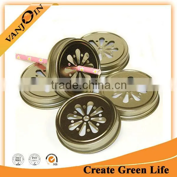 70mm Silver Daisy Lid With Straw Hole