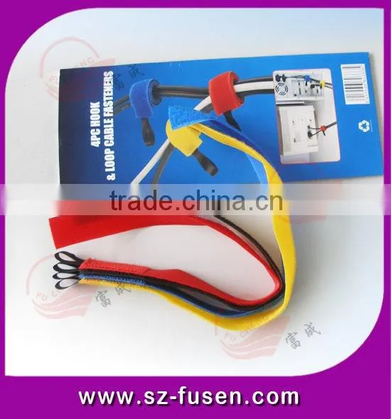 Custom Fastener magic tape Cable Ties With White
