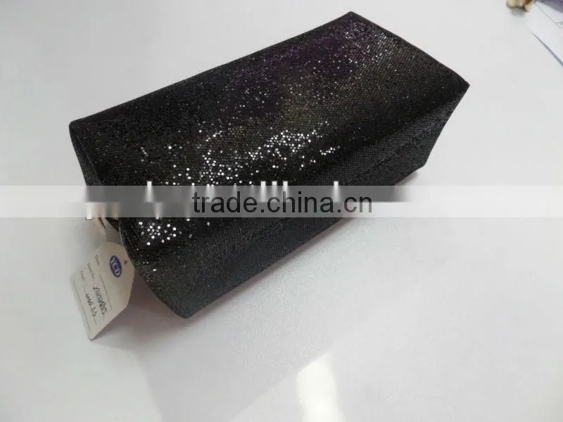 2015 new fashion black giltter cosmetic bag