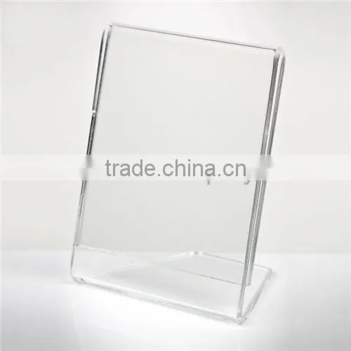 handmade excellent L shaped clear acrylic a4 paper holder/acrylic menu stand/acrylic label holders