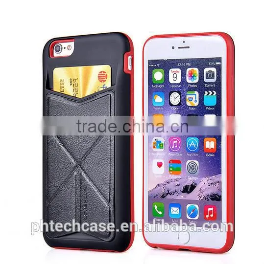 New Design for iPhone 6 Back Cover Leather Case with Card Slot, Card Slot Back cover case