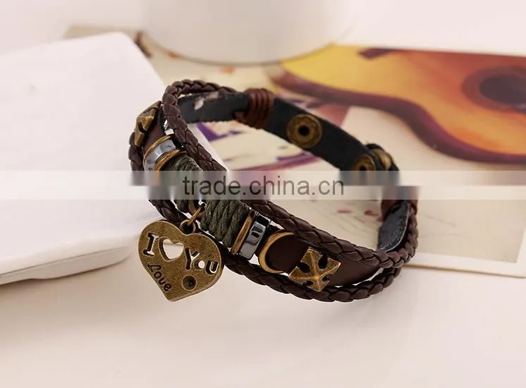 skull shape cheap mens leather bracelet, teen leather bracelet