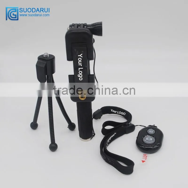 Hot selling selfie stick with sling,bluetooth remote, monopod wired mini selfie stick Mix colors